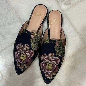 J. Crew Floral Pointed Toe Slides